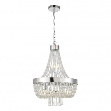 chrome bag chandelier with glass beads