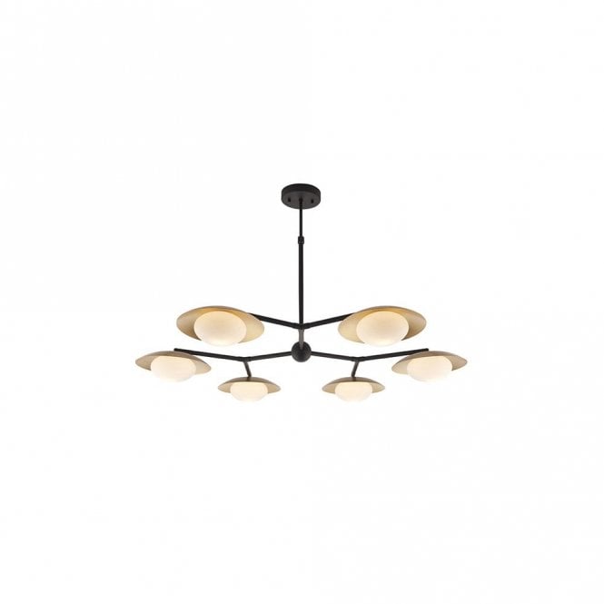 AMARYLLIS Large Gold And Bronze Dish Semi-Flush With Opal Pebble Shaped Glass