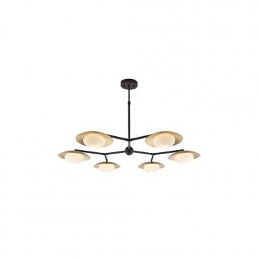 AMARYLLIS Large Gold And Bronze Dish Semi-Flush With Opal Pebble Shaped Glass