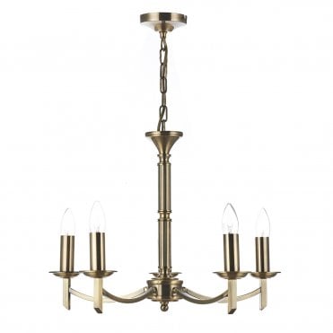 AMBASSADOR Traditional Antique Brass 5 Light Ceiling Light (Dual Mount)