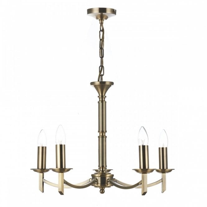 AMBASSADOR Traditional Antique Brass 5 Light Ceiling Light (Dual Mount)