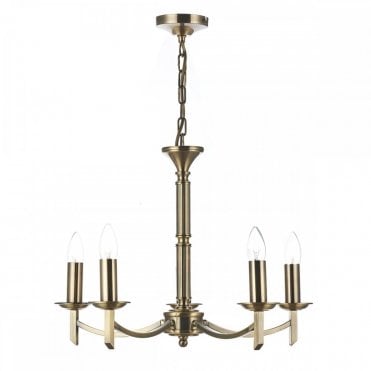 AMBASSADOR Traditional Antique Brass 5 Light Ceiling Light (Dual Mount)