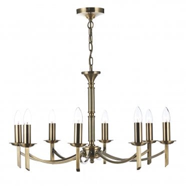 AMBASSADOR Traditional Antique Brass 8 Light Ceiling Light (Dual Mount)