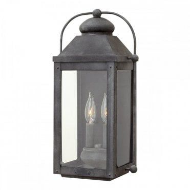 classic 2 light exterior wall lantern in aged zinc 