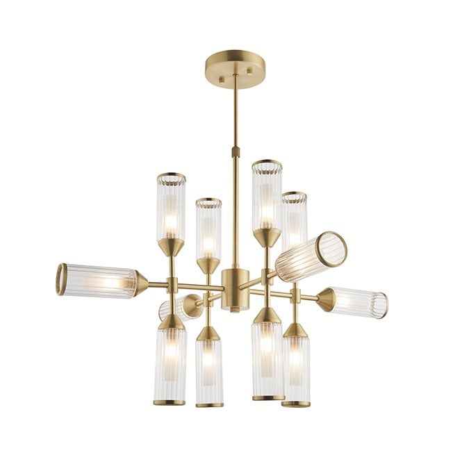 ANCILLARY Ribbed And Clear Glass Satin Brass Pendant
