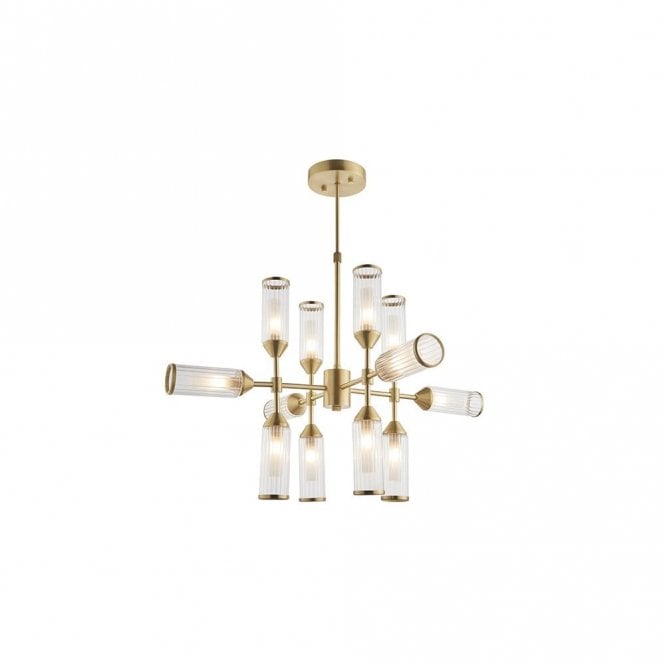 ANCILLARY Ribbed And Clear Glass Satin Brass Pendant