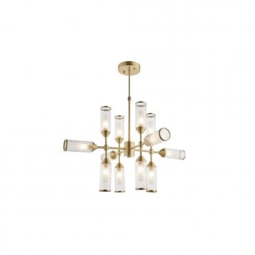 ANCILLARY Ribbed And Clear Glass Satin Brass Pendant