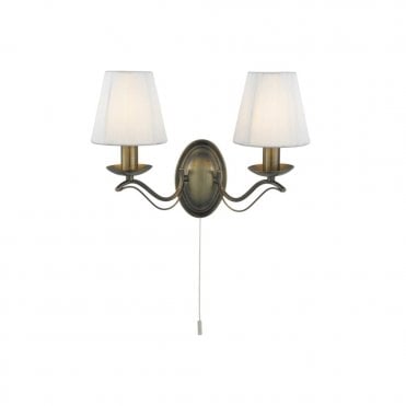 ANDRETTI - 2 Light Antique Brass Wall Bracket Cream String , Switched