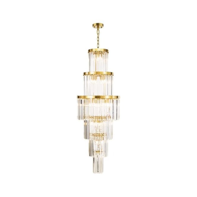 Angel 28 Light Chandelier - Antique Gold and Crystal