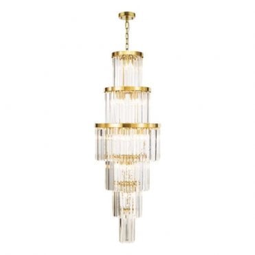 Angel 28 Light Chandelier - Antique Gold and Crystal