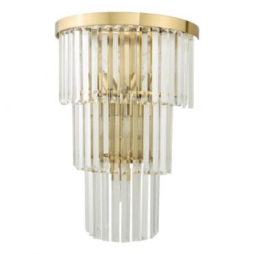 Angel 6 Light Wall Light - Antique Gold and Crystal