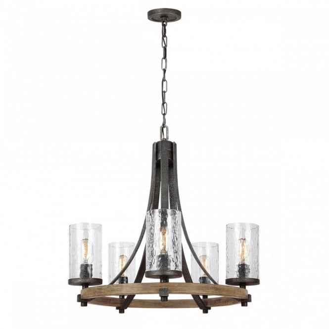 ANGELO 5 Light Ceiling Chandelier Wood Grey