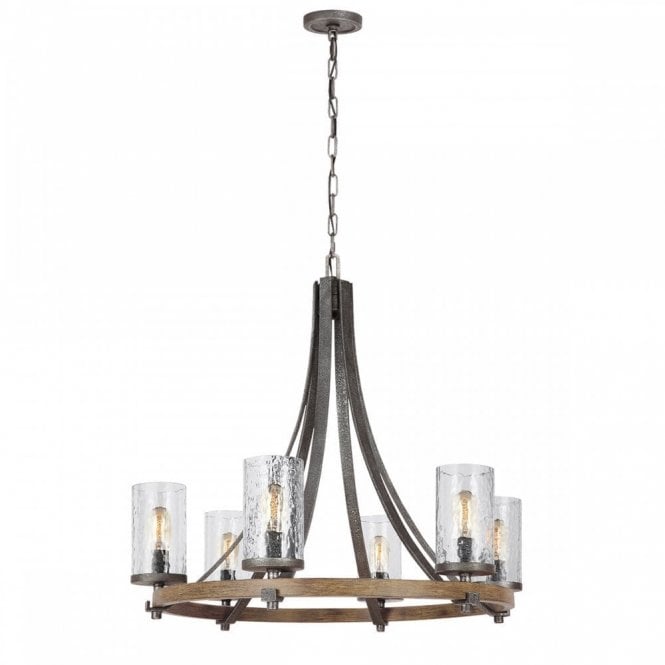 ANGELO 6 Light Ceiling Chandelier Wood Grey