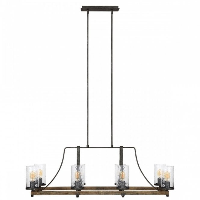 ANGELO 8 Light Isle Ceiling Chandelier Wood Grey