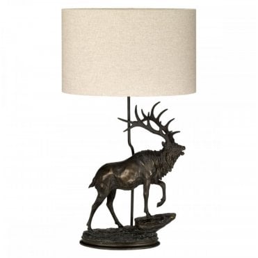 ANGUS Bronze Table Lamp With Oval Shade - Stag