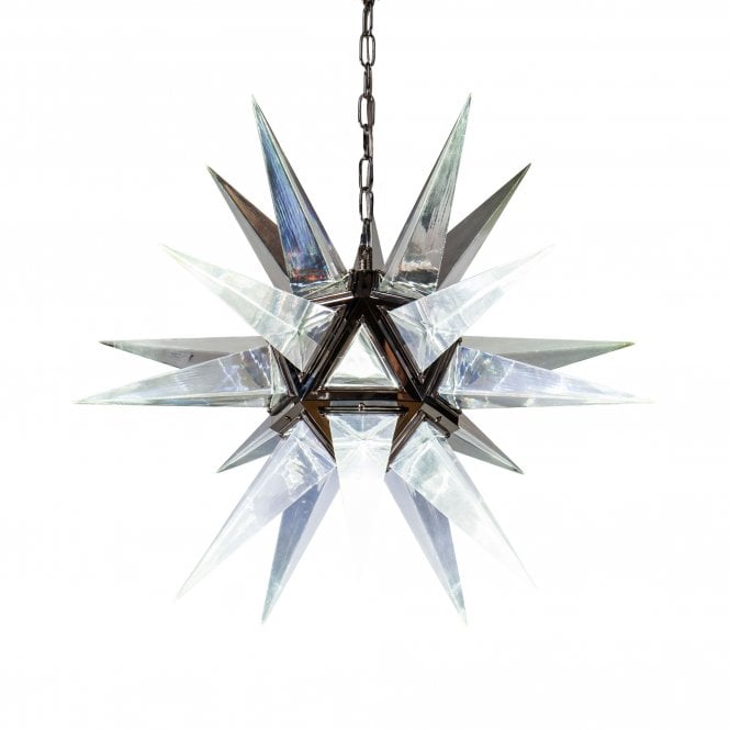 ANIMATE Ceiling Pendant 1 Light Polished Nickel Faceted Crystal Spike Pendant