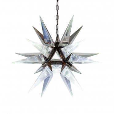 ANIMATE Ceiling Pendant 1 Light Polished Nickel Faceted Crystal Spike Pendant