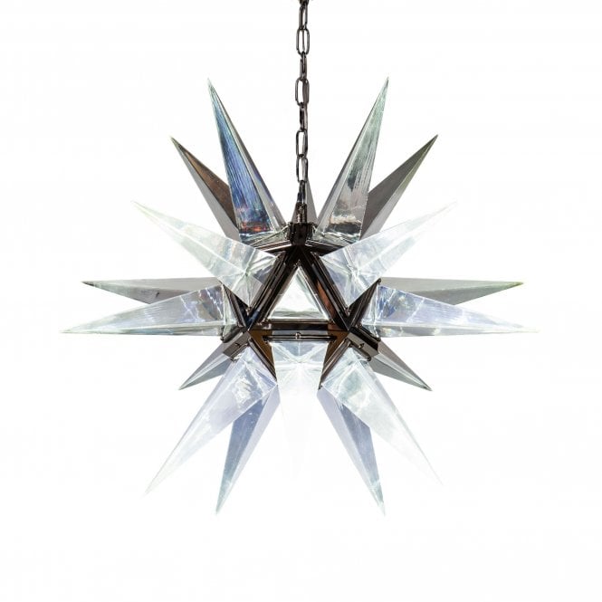 ANIMATE Ceiling Pendant 1 Light Polished Nickel Faceted Crystal Spike Pendant