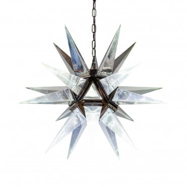 ANIMATE Ceiling Pendant 1 Light Polished Nickel Faceted Crystal Spike Pendant