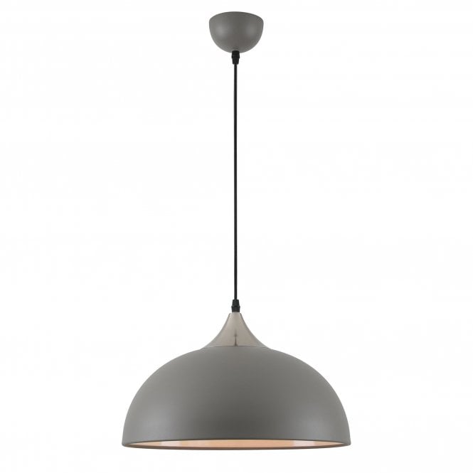 ANNA Scandinavian Ceiling Pendant in Sand Grey with Satin Nickel