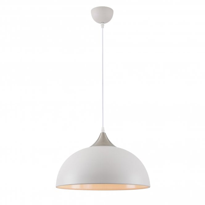 ANNA Scandinavian Ceiling Pendant in Sand White with Satin Nickel