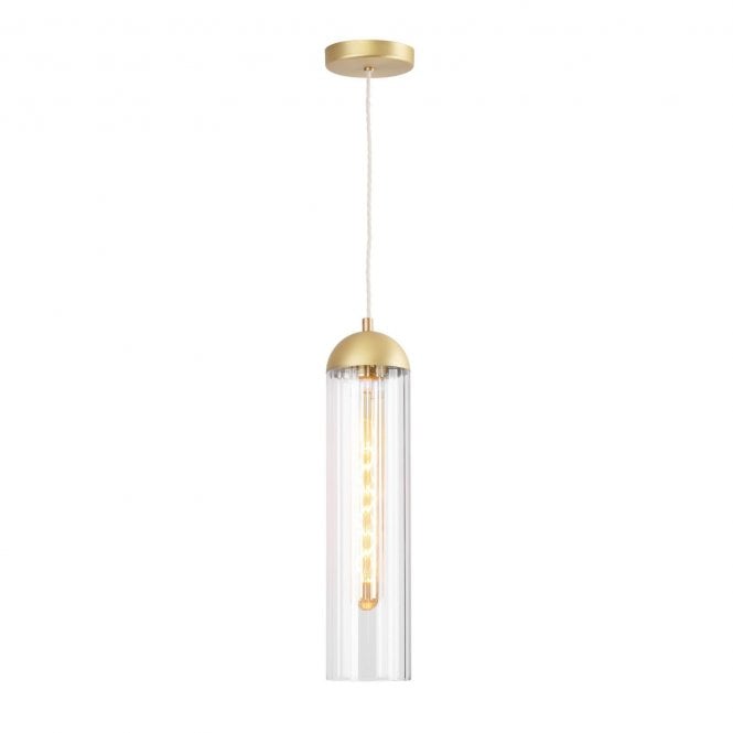 Anouk Pendant - Ribbed Glass and Brushed Brass