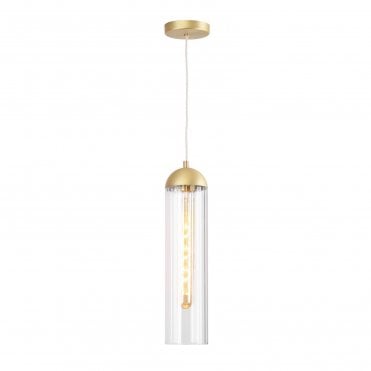 ribbed glass and brushed brass ceiling pendant light