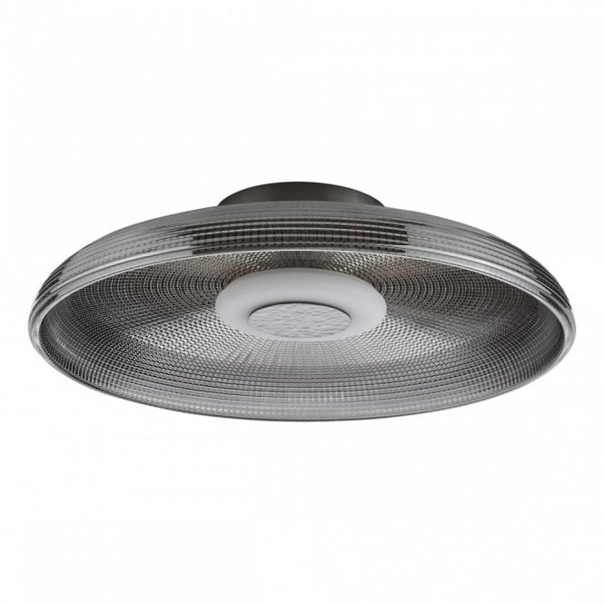 Ansel LED Flush Ceiling Light - Polished Black Chrome and Smoked Glass