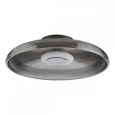 Ansel LED Flush Ceiling Light - Polished Black Chrome and Smoked Glass