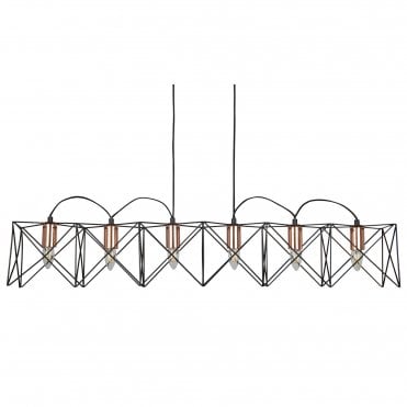 6 light black frame rectangle pendant 