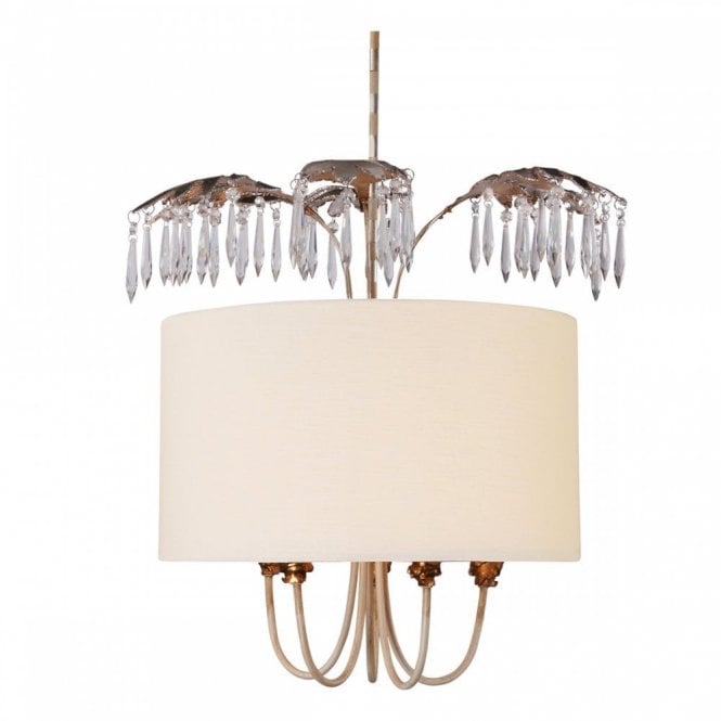 ANTOINETTE 5 Light Pendant Cream Patina, Gold & Silver Leaf