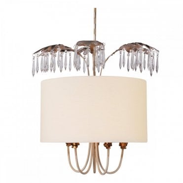 ANTOINETTE 5 Light Pendant Cream Patina, Gold & Silver Leaf
