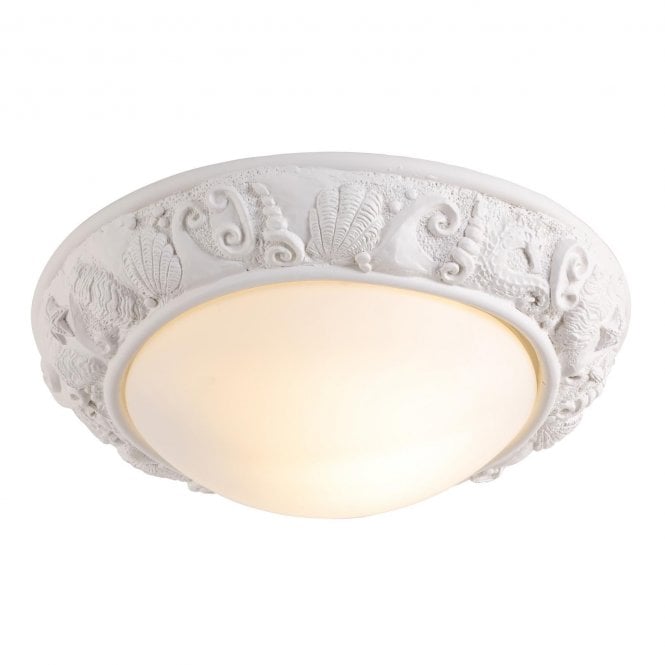 Aquatic Bathroom Flush Ceiling Light In White IP44