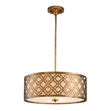 3 Light Duo-Mount Large Pendant Distressed Gold