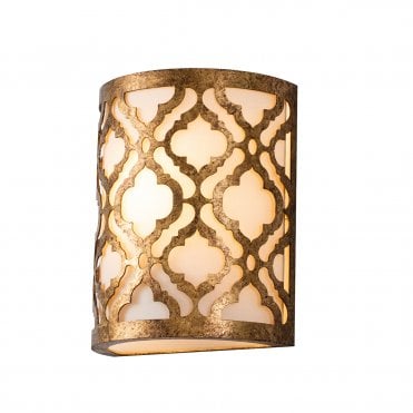 Wall Sconce Light Distressed Gold and Cream