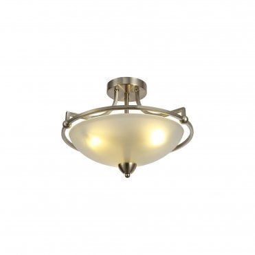 ARCHETYPE Light Semi-Flush Ceiling Fitting Antique Brass/Frosted Glass