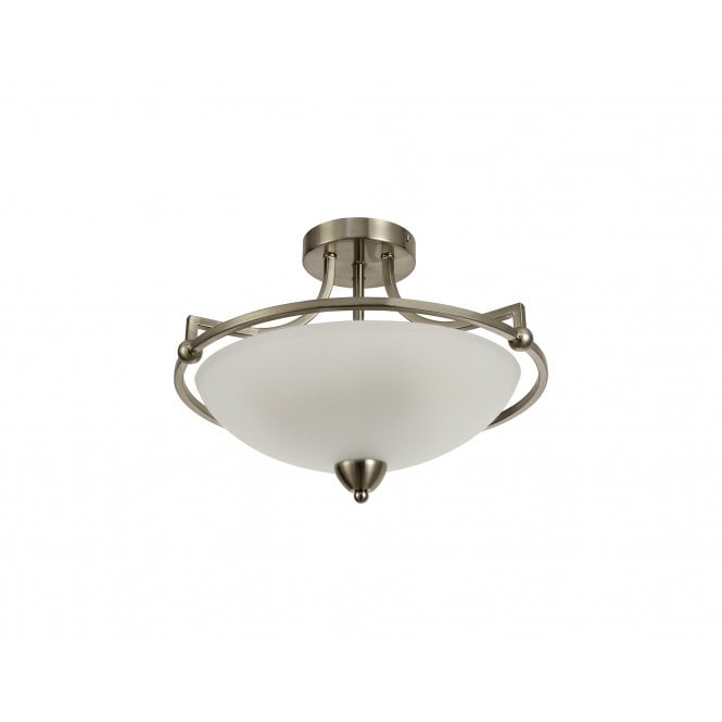 ARCHETYPE Semi-Flush Ceiling Fitting Satin Nickel/Frosted Glass
