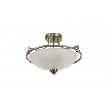 ARCHETYPE Semi-Flush Ceiling Fitting Satin Nickel/Frosted Glass