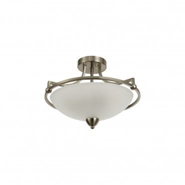 ARCHETYPE Semi-Flush Ceiling Fitting Satin Nickel/Frosted Glass