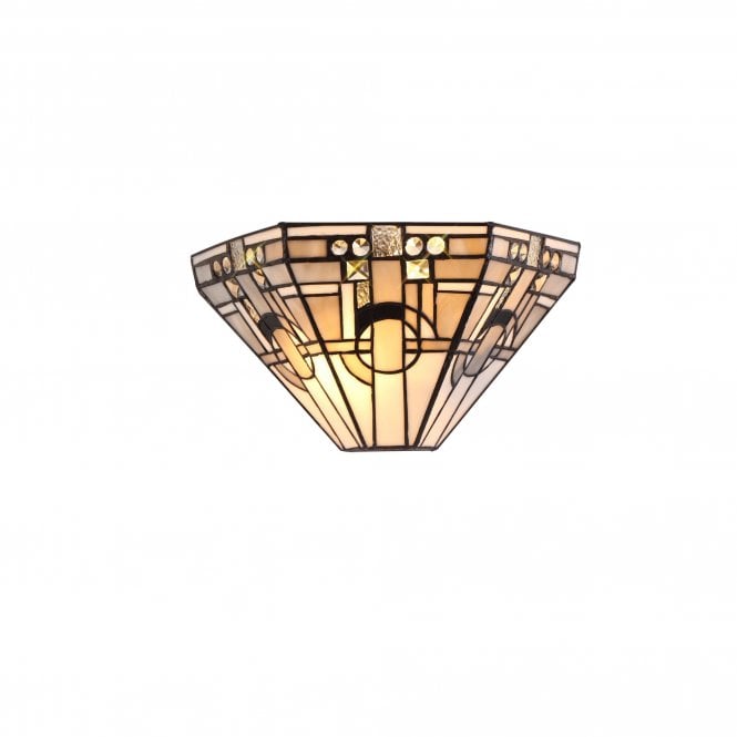 ARCHIE 2 Light Wall Light Grey, White and Black Handcrafted Tiffany Glass
