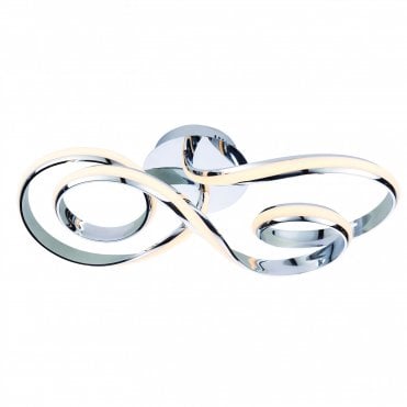 ARIA Semi Flush Ceiling Light Chrome Curves Contemporary LED