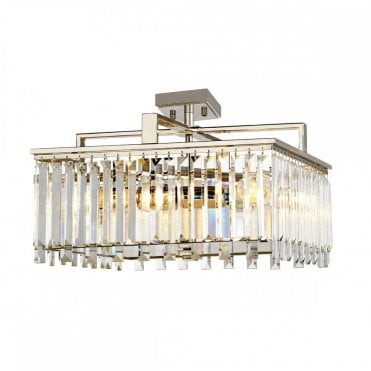 ARIES 4 Light Small Chandelier Polished Nickel Plated With K5 Glass Crystals