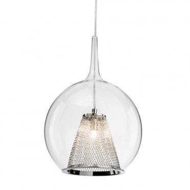 ARLO Pendant, Chrome with Clear Glass
