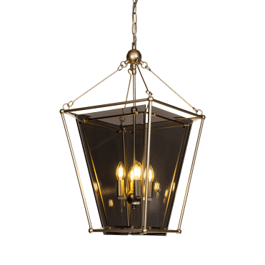 ARMATURE Pendant 4 Brass Pendant Light with Smoke glass
