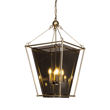 ARMATURE Pendant 4 Brass Pendant Light with Smoke glass
