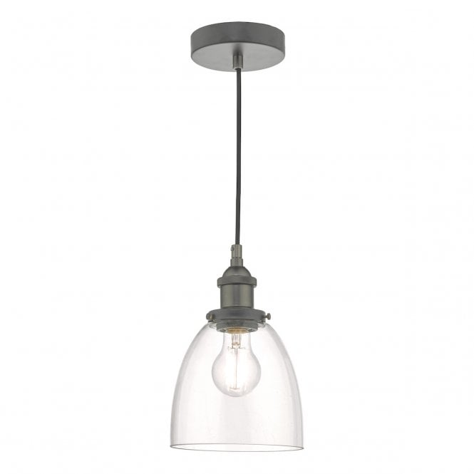 ARVIN Ceiling Pendant Antique Chrome & Clear Glass Shade