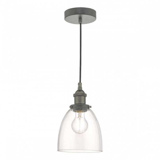 ARVIN Ceiling Pendant Antique Chrome & Clear Glass Shade
