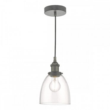 ARVIN Ceiling Pendant Antique Chrome & Clear Glass Shade