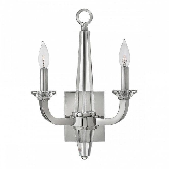 ASCHER 2 Light Wall Light Crystal and Polished Nickel