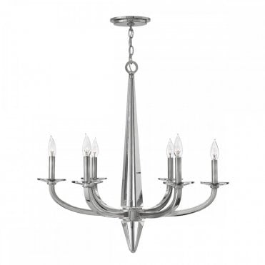 6 light angular nickel chandelier